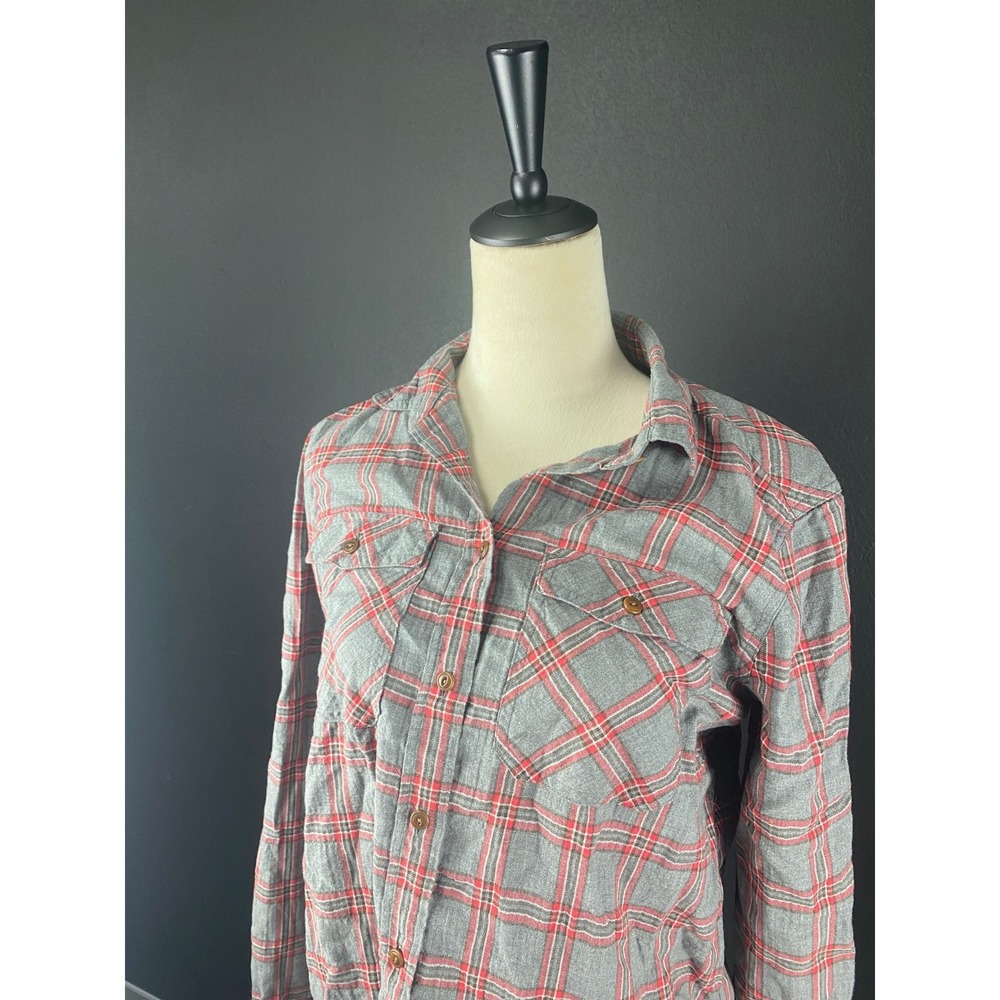 J. Crew Plaid Tunic Shirt Women's Size 4T Tall Gray Red - Picture 4 of 15